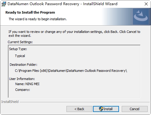 DataNumen Outlook Password Recovery